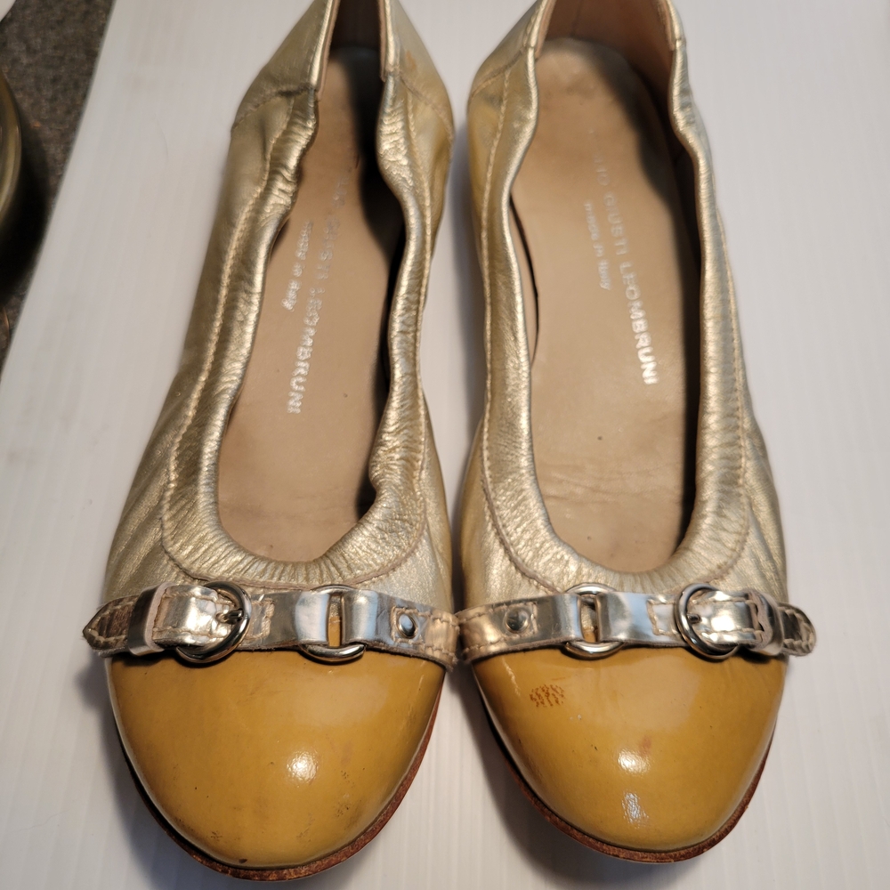 Agl Size 6.5 Gold and Yellow Women's Flats Shoes